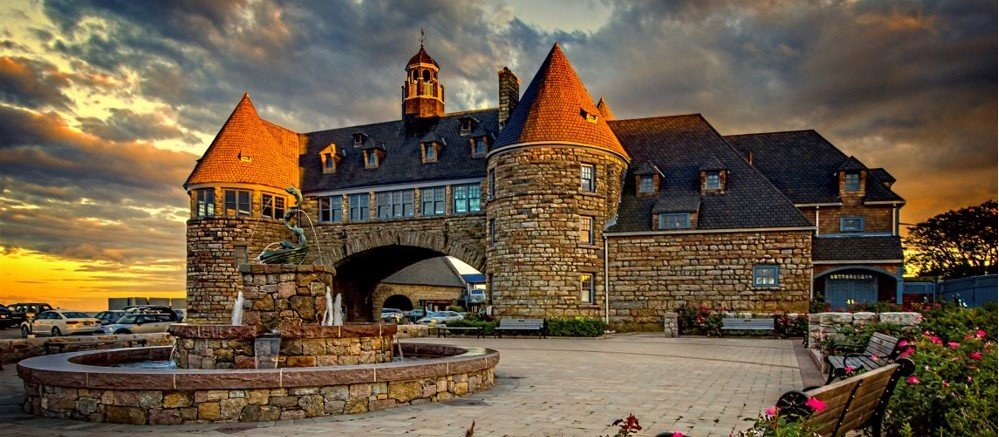 The Towers in Narragansett at sunset